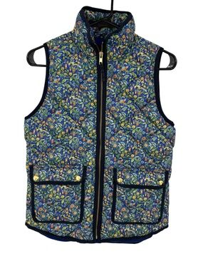 J. CREW Liberty Catesby Floral Fabric Birds Excursion Down Puffer Vest XXS